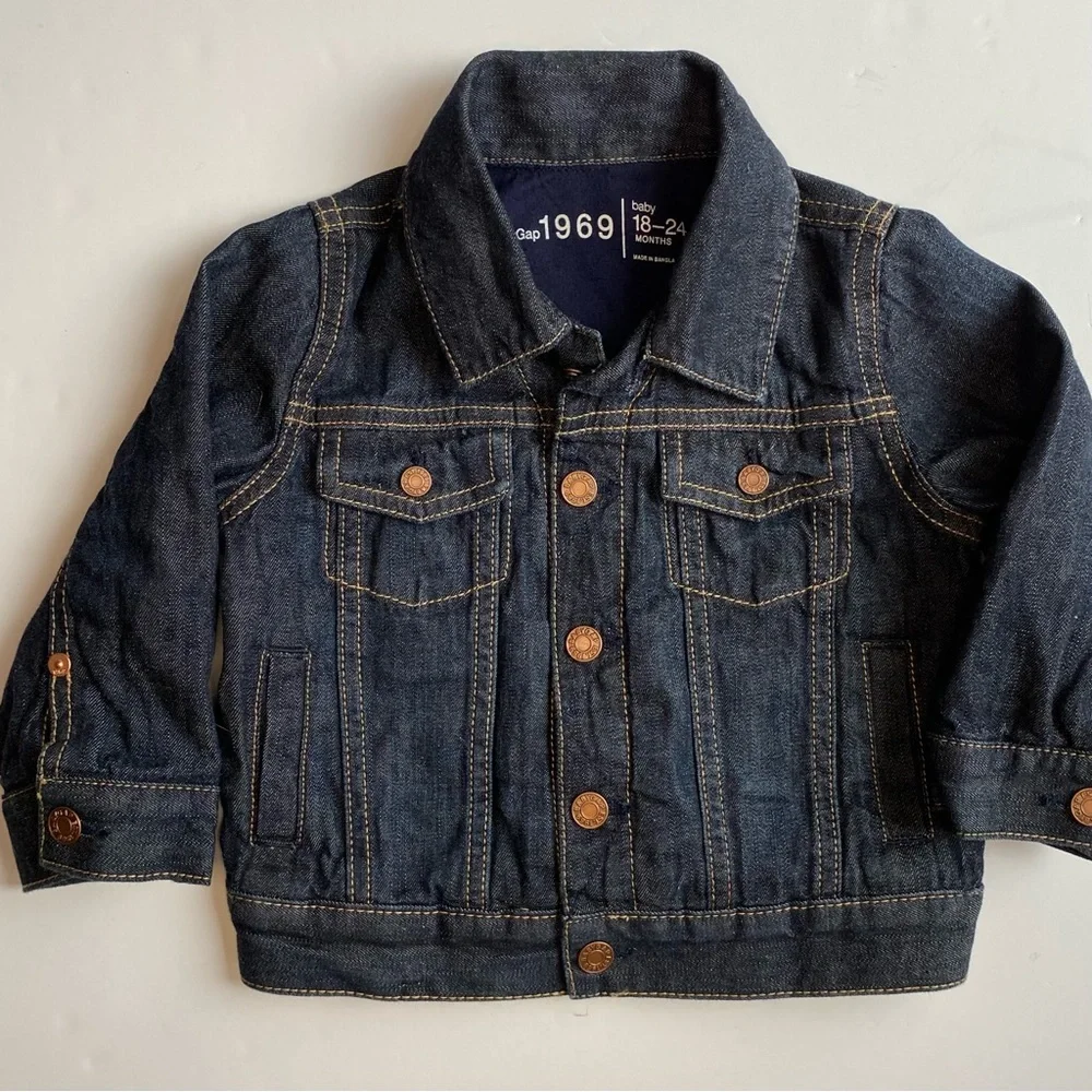 Gap Jeans Jacket Size 18-24 Months Classic Denim Lined Trucker Blue Boy Girl EUC